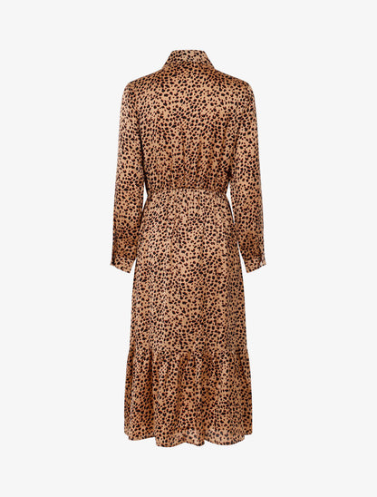 Robe longue à imprimé tâcheté - camel - 4