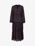 Robe bohème imprimé fleurs abstraites - bleu nuit - 1