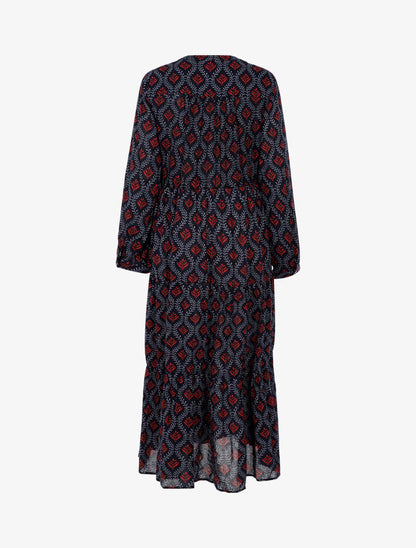 Robe bohème imprimé fleurs abstraites - bleu nuit - 2