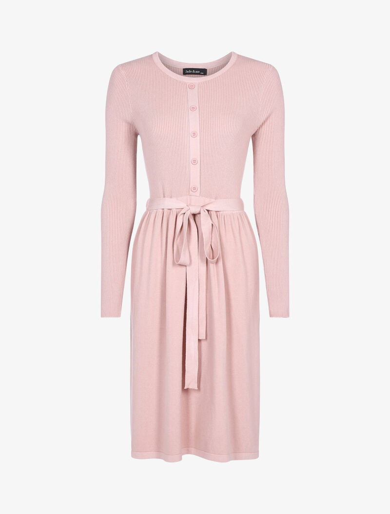 Robe-pull à buste boutonné - rose - 1