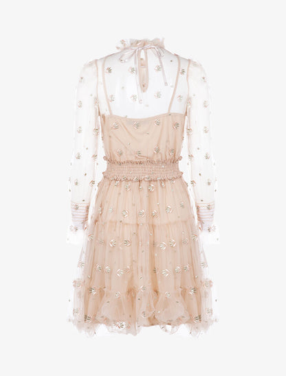 Robe en tulle ajourée à broderies - rose - 2