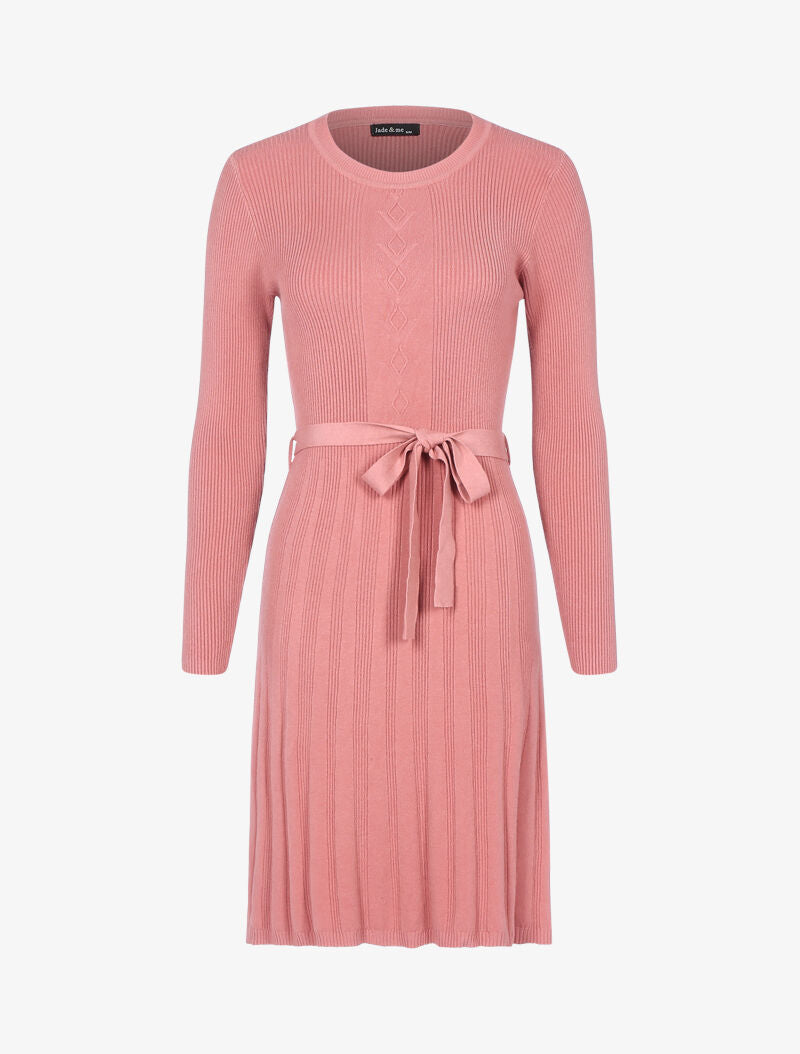 Robe pull en maille coupe patineuse - rose - 3