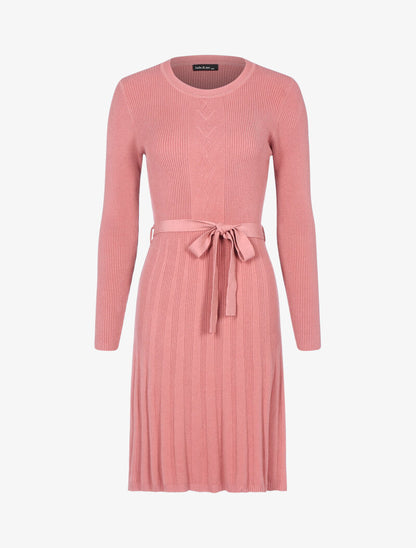 Robe pull en maille coupe patineuse - rose - 3