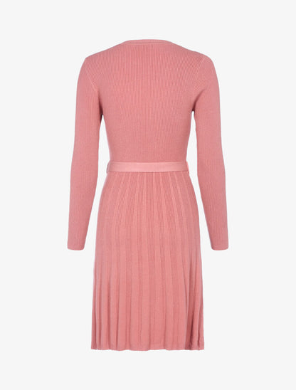 Robe pull en maille coupe patineuse - rose - 2