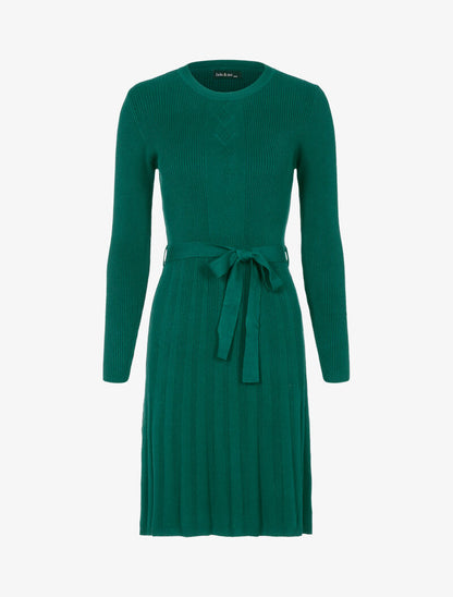 Robe pull en maille coupe patineuse - vert - 1