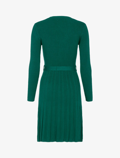 Robe pull en maille coupe patineuse - vert - 2