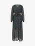 Robe longue légère à basque imprimé petites fleurs - vert - 1