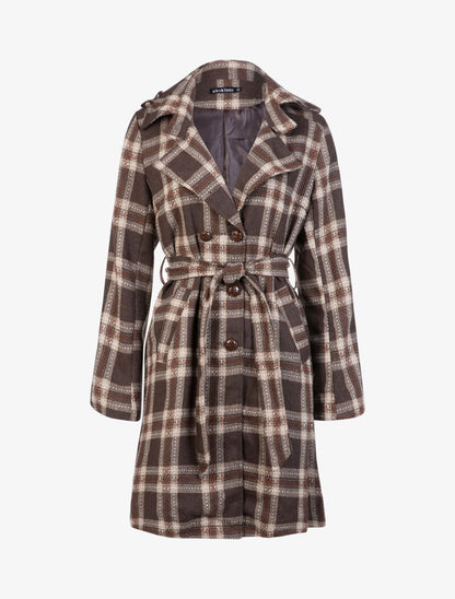Trench coat à imprimé tartan - taupe - 1