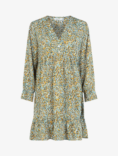 Robe à imprimé pétales graphiques - bleu ciel - 3