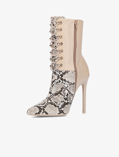Bottines hautes à claque imprimé - beige - 4