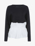 Pull bi matière à bord volanté - noir - 1
