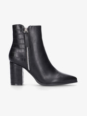 Bottines pointues à contrefort effet croco - noir - 1