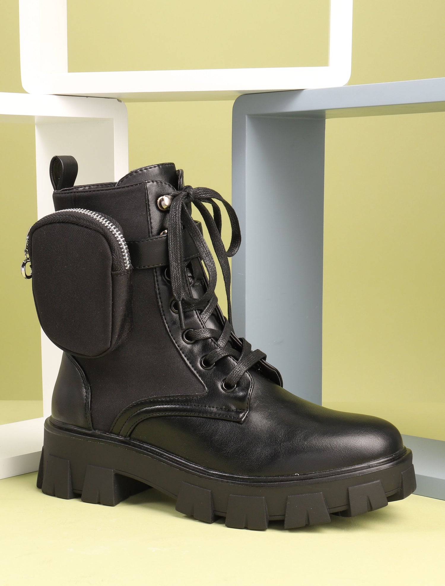 Boots bimatière à pochette - noir - 2