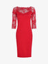 Robe à décolleté en dentelle - rouge - 3