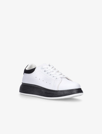 Sneakers à détails contrastants - blanc/noir - 7
