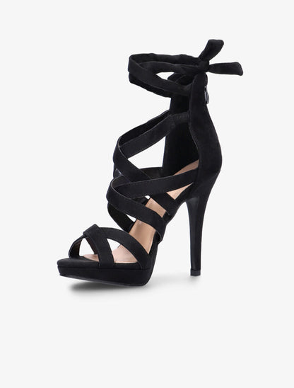 Sandales à brides croisées et lien à nouer - noir - 5