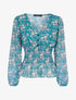 Top boule à imprimé floral - turquoise - 3