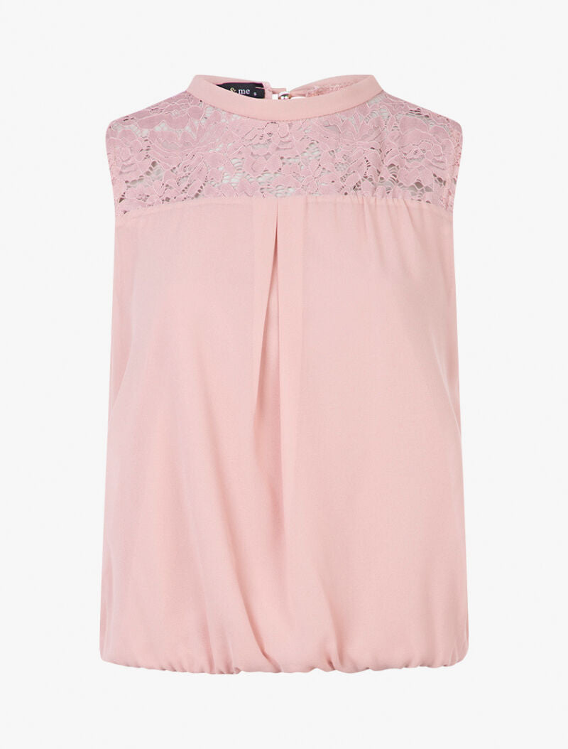 Top à décolleté dentelle - rose - 1
