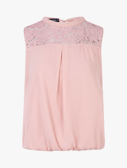 Top à décolleté dentelle - rose - 1