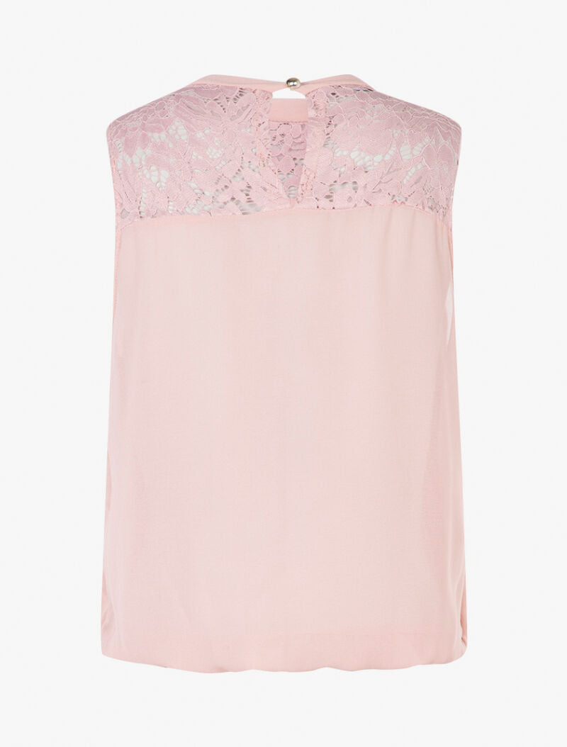 Top à décolleté dentelle - rose - 2