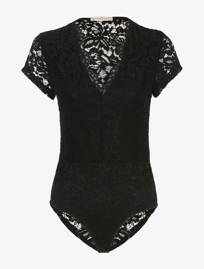 Body en dentelle festonnée - noir - 3