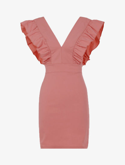 Robe à emmanchures volantées - rose - 1