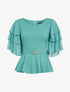 Top péplum à volants - vert d&