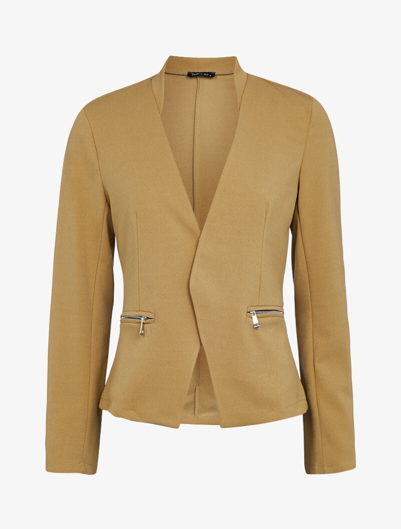Veste à fausses poches contrastantes - camel - 3