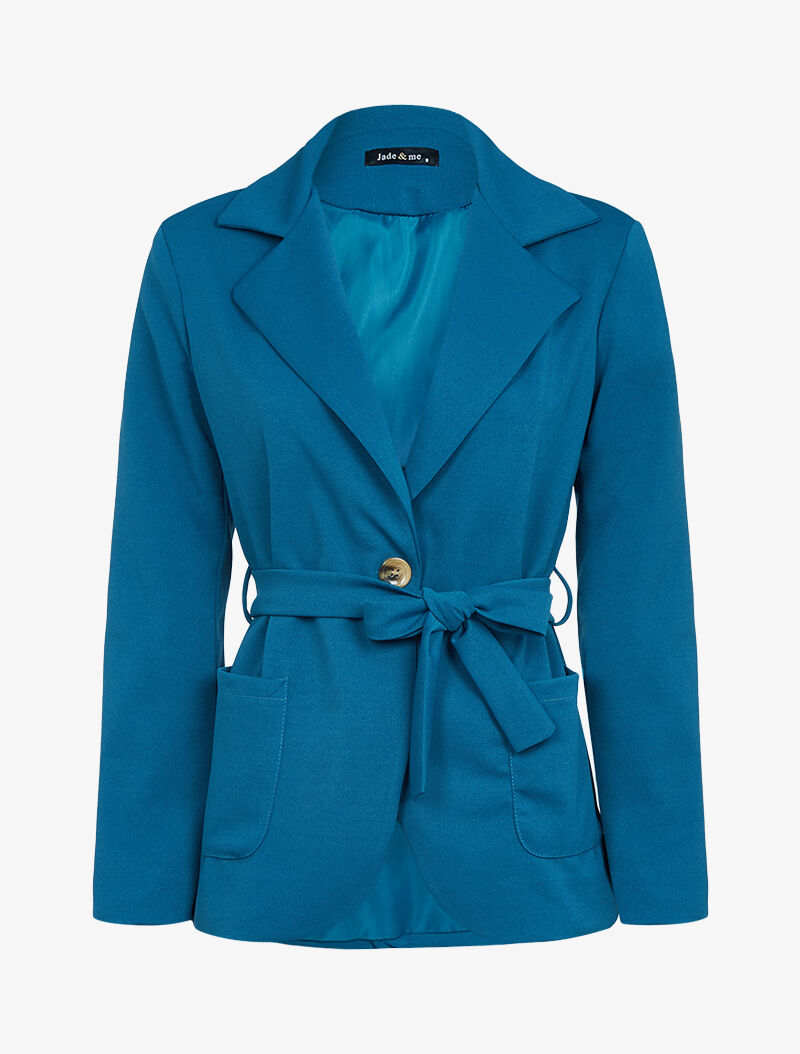 Veste unie casual - bleu pétrole - 3