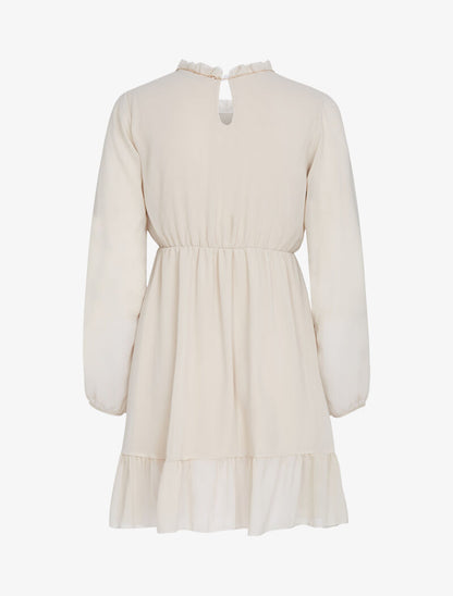 Tunique style robe en voile à encolure montante - beige - 2