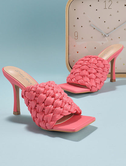 Mules à ganses larges tressées - fushia - 5