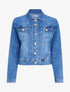 Vestes en jean délavée à détails griffés - bleu denim - 4
