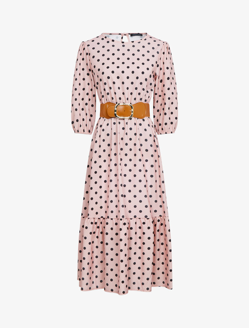 Robe à imprimé pois - rose - 1