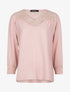 Blouse transparente à détails dentelle - rose - 3