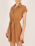 Robe patineuse à manches courtes rabattables - camel - 4