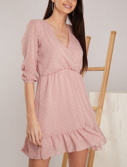 Robe à fines rayures irisées - rose - 1