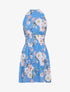 Robe imprimée à encolure ras de cou - bleu charrette - 4