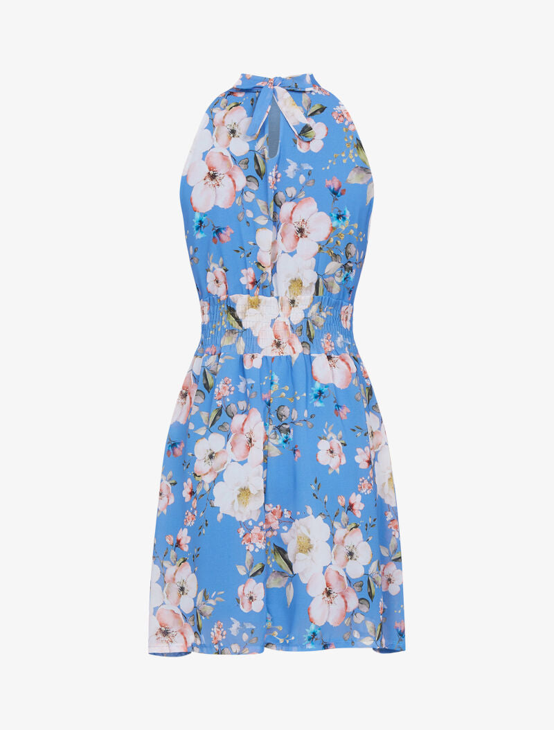 Robe imprimée à encolure ras de cou - bleu charrette - 2