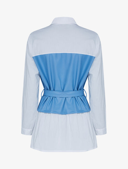 Tunique style chemise à buste simili - bleu ciel - 2