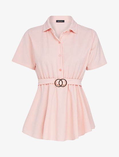 Top péplum à boucle - rose - 3