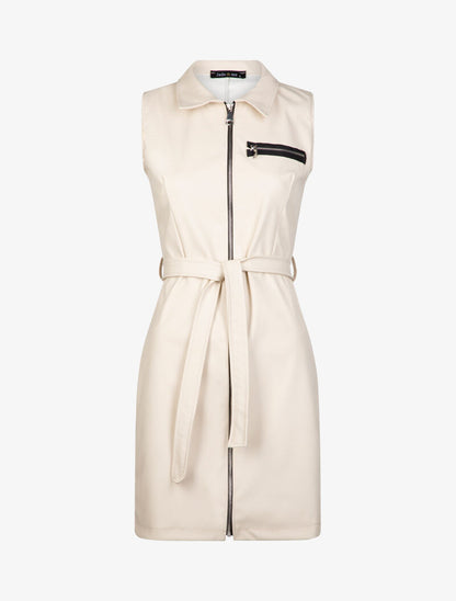 Robe ajustée en simili - beige - 1