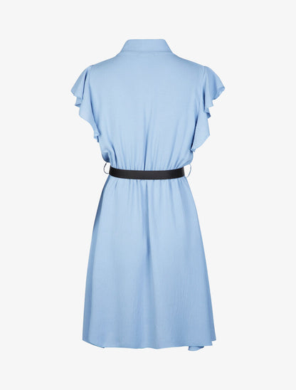 Robe patineuse à mancherons volantés - bleu ciel - 2