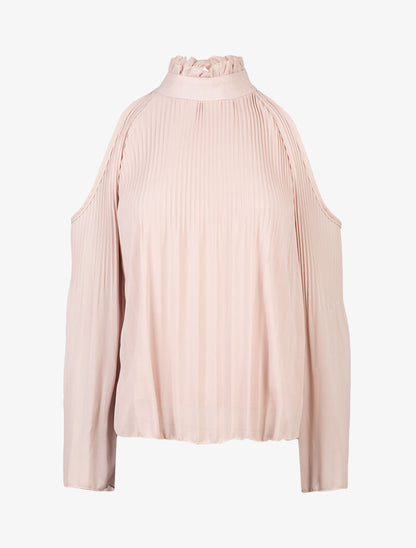 Top gaufré à épaules dénudées - rose - 1