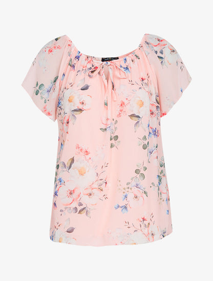 Top fleuri coupe boule - rose - 3