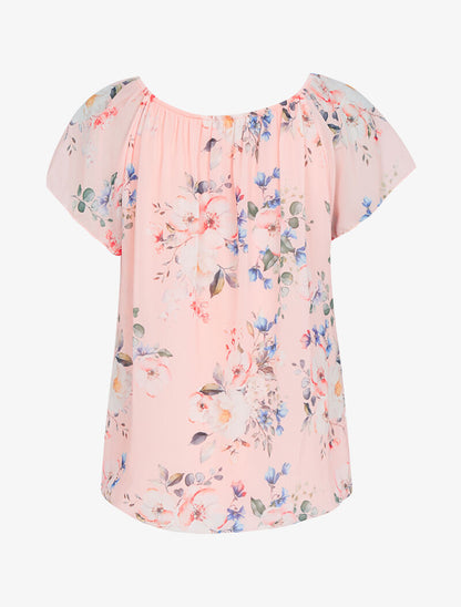 Top fleuri coupe boule - rose - 2