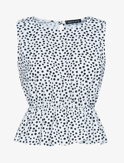 Crop top volanté à imprimés - blanc - 1