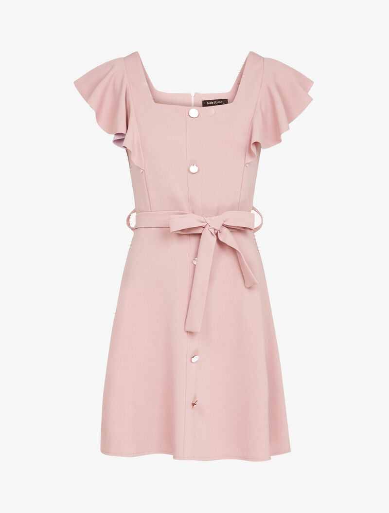 Robe patineuse à boutons contrastants - rose - 2
