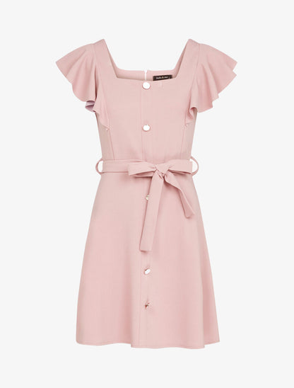 Robe patineuse à boutons contrastants - rose - 2