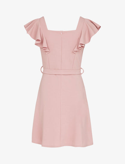 Robe patineuse à boutons contrastants - rose - 3