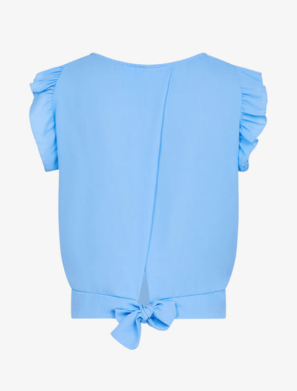Crop top transparent à dos ajouré - bleu ciel - 2